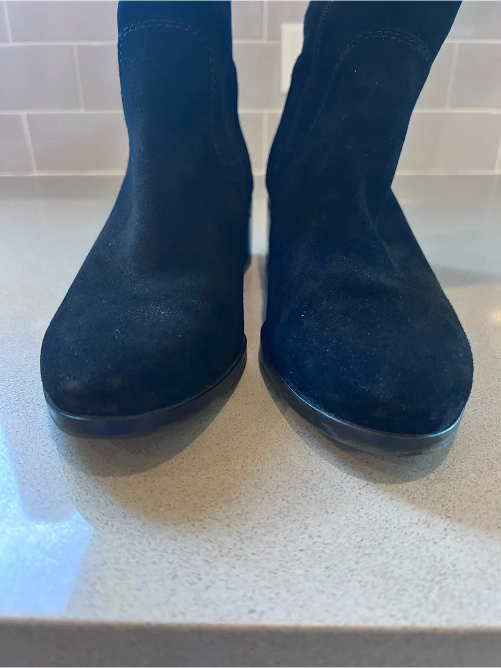 Black Suede Leather Knee High Boots Vince Camuto Sz 8 1/2 Kreesell Braid Detail
